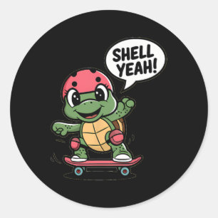 Adesivo Redondo Tartaruga de skate legal Shell Yeah!