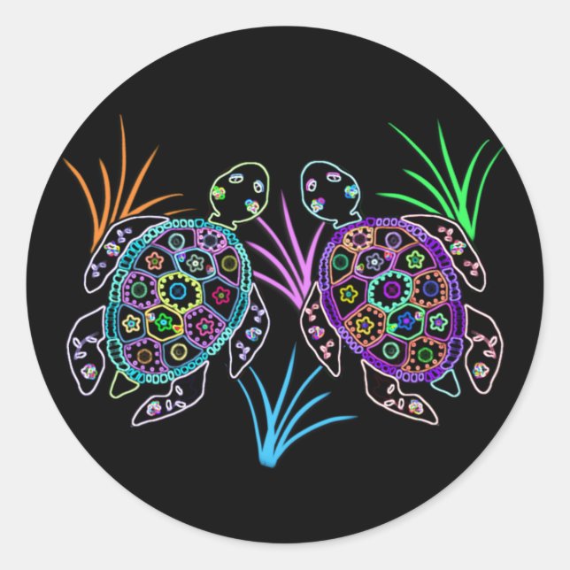 Adesivo Redondo Tartaruga-do-mar (Frente)