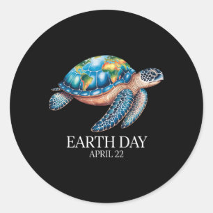 Adesivo Redondo Tartaruga do Mar Dia da Terra 2025 Salva A Terra