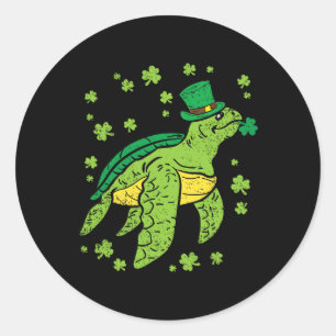 Adesivo Redondo Tartaruga-do-mar Dia de São Patrício Leprechaun Ha