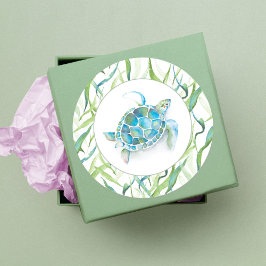 Adesivo Redondo Tartaruga do mar tropical Molercola de água