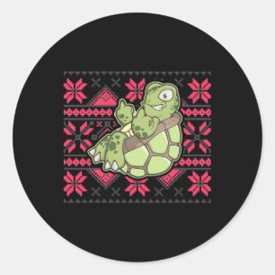 Adesivo Redondo Tartaruga Feia do Natal Dedo do Meio Fora Engraçad