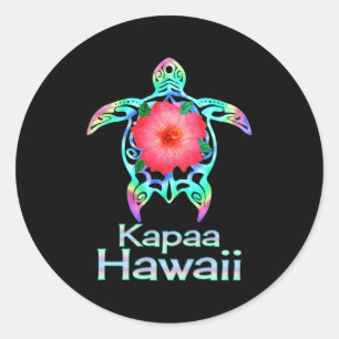Adesivo Redondo Tartaruga marinha colorida havaiana Kapaa Hawaii