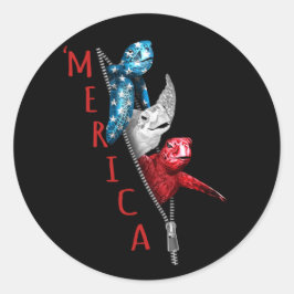 Adesivo Redondo Tartaruga Merica Tartaruga Em Zipper Engraçado Ban