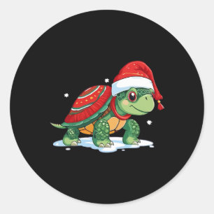 Adesivo Redondo Tartaruga Papai noel do Mar Tartaruga Praia do Oce