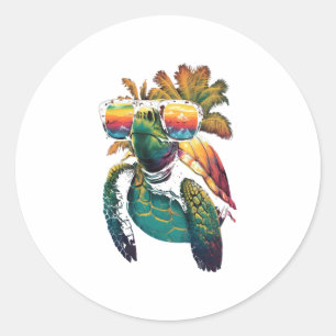 Adesivo Redondo Tartaruga Tartarugas Marinhas Havaianas Praia Palm