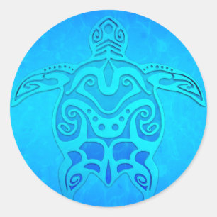 Adesivo Redondo Tartaruga tribal azul