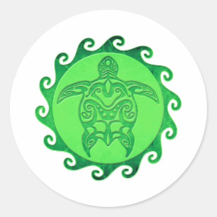Adesivo Redondo Tartaruga Verde Tribal