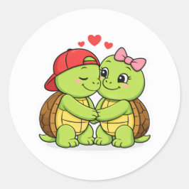 Adesivo Redondo Tartarugas felizes no amor