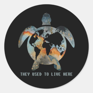 Adesivo Redondo Tartarugas Que Costumavam Viver Aqui, Amantes De T