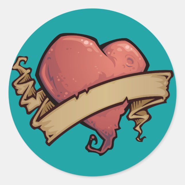 Adesivo Redondo Tattoo Heart (Frente)