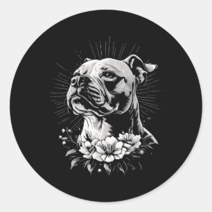 Adesivo Redondo Tattoo Style Lover American Staffordshire Terrier