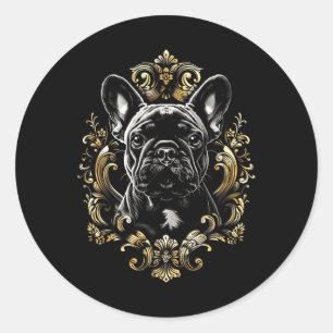 Adesivo Redondo Tatuagem Art French Buldog Barroco French Buldog