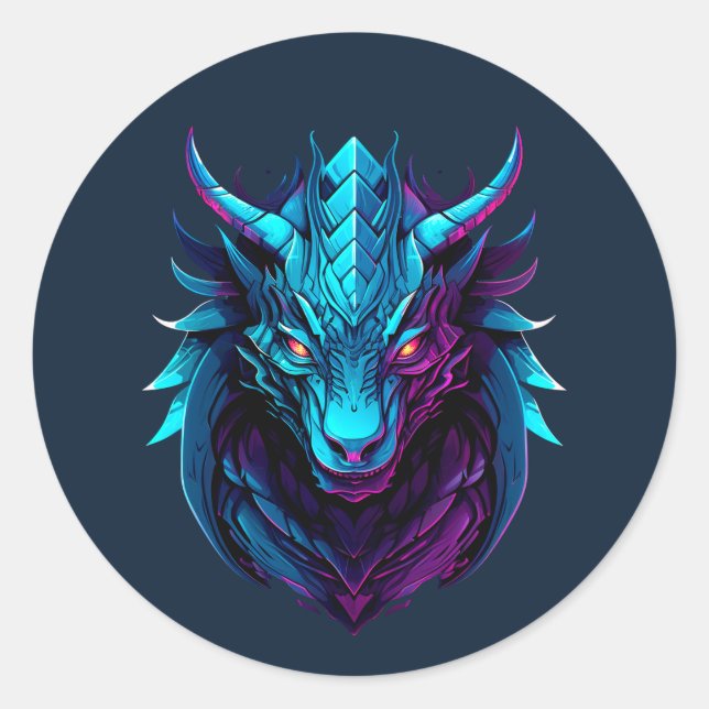 Adesivo Redondo Tatuagem de dragão (Frente)
