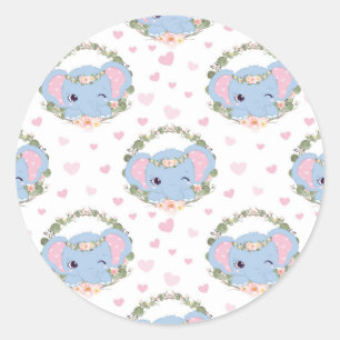 Adesivo Redondo Tatuagem De Elefante E Flor