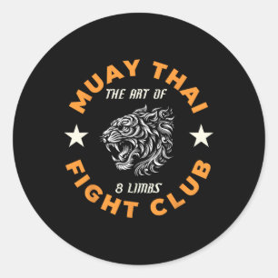 Adesivo Redondo Tatuagem de Luta de Muay Thai Mma Tigre Arte dos 8