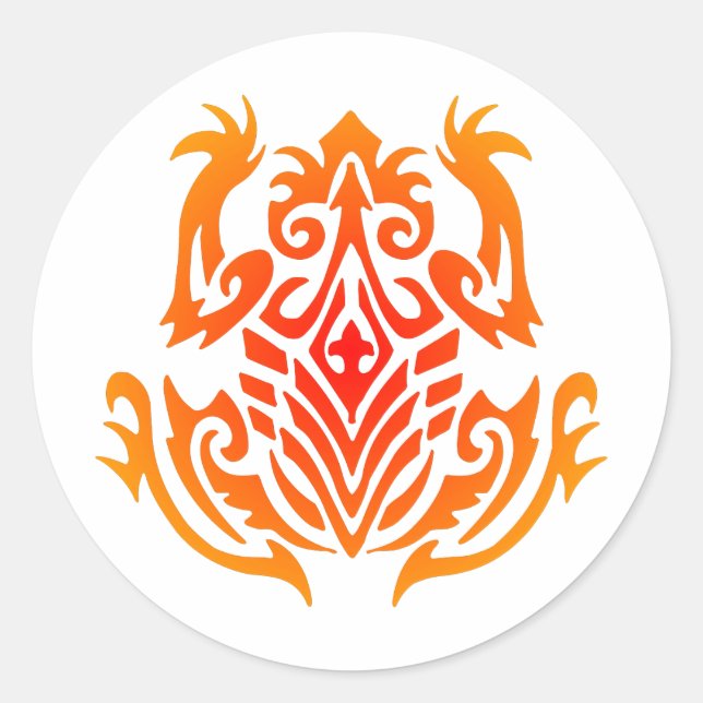 Adesivo Redondo Tatuagem de Sapo Selvagem Tribal (Frente)