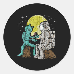 Adesivo Redondo Tatuagem de tatuagem de alienígena do astronauta