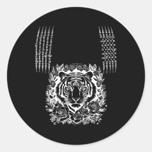 Adesivo Redondo Tatuagem de Tigre Muay Thai Kickboxing Cultural As