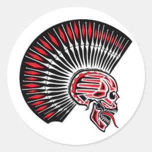 Adesivo Redondo Tatuagem do crânio do balancim de punk