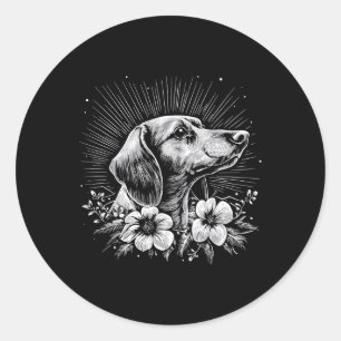 Adesivo Redondo Tatuagem do estilo retrô do tachshund Dog Lover