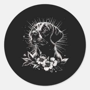 Adesivo Redondo Tatuagem do Estilo Retroativo do Lover do Cachorro