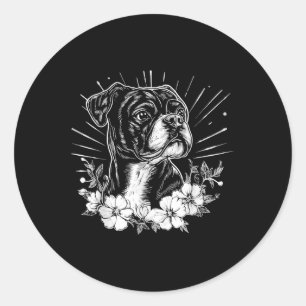 Adesivo Redondo Tatuagem do estilo retrorreflector do Boxer Dog Lo