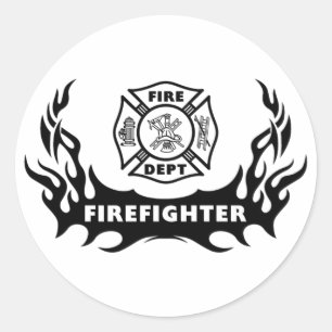 Adesivo Redondo Tatuagem do sapador-bombeiro