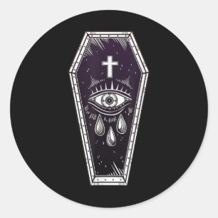 Adesivo Redondo Tatuagem Flash Coffin - Pop Art Spookie Tee - Fiqu