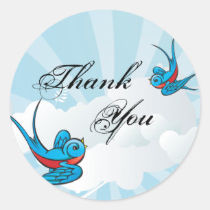 Adesivo Redondo Tatuagem Swallow e Scroll Urban Obrigado.