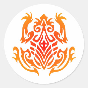 Adesivo Redondo Tatuagem tribal selvagem do sapo