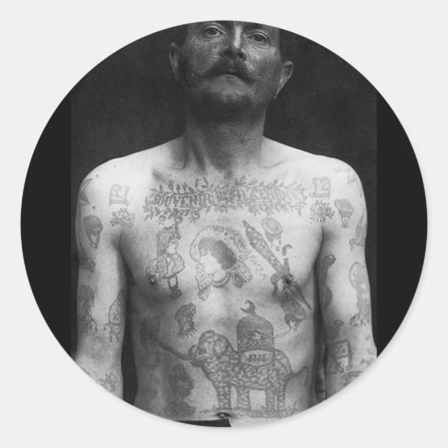 Adesivo Redondo Tatuagens na prisão (Frente)