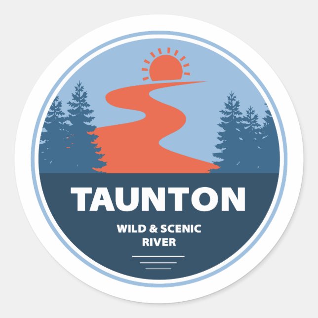 Adesivo Redondo Taunton Wild E Scenic River Massachusetts (Frente)