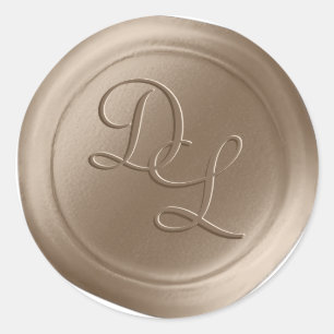 Adesivo Redondo Taupe Beige 2 - Letra Monograma Cera-Cola