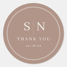 Adesivo Redondo Taupe Minimal and Chic | Wedding Initial
