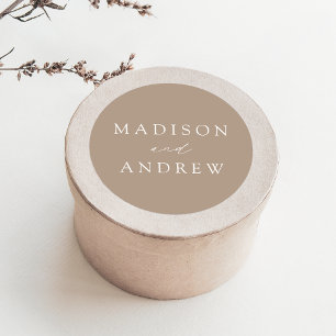 Adesivo Redondo Taupe Modern Elegance Personalizado Casamento