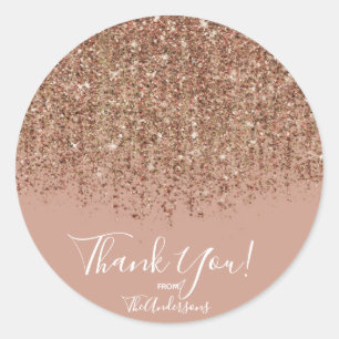 Adesivo Redondo Taupe Rosa e Bronze Dourado Brilho Glam Favor de F