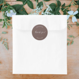 Adesivo Redondo Taupe Stylized Wedding Obrigado