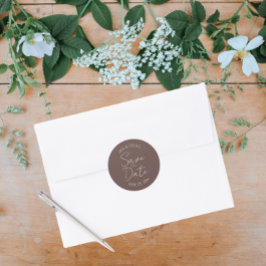 Adesivo Redondo Taupe Stylized Wedding Salvar Data