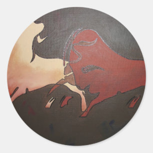 Adesivo Redondo Taurean Bulls Animal Art