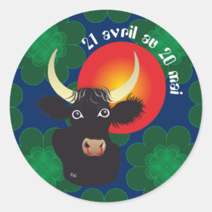 Adesivo Redondo Taureau 21 avril 20 Autocollants Mai au