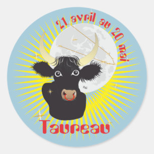 Adesivo Redondo Taureau 21 avril 20 Autocollants Mai au