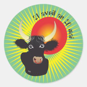 Adesivo Redondo Taureau 21 avril au 20 mai Autocollants