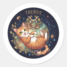 Taurus Cute Orange Cat Zodiac Astrology Cosmic