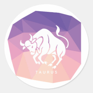 Adesivo redondo Taurus em fundo rosa/roxo