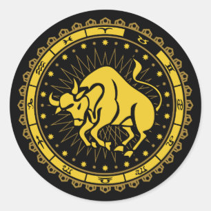 Adesivo Redondo Taurus - Sinal Zodiac - Símbolo - Horoscópio
