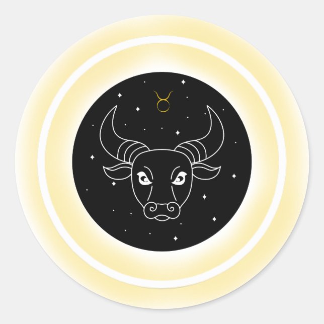 Adesivo Redondo Taurus Symbol – Minimal Astrology Emblem (Frente)