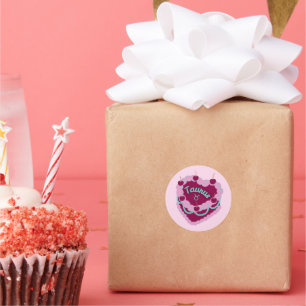 Adesivo Redondo Taurus Zodiac Pastel Cardíaco Bolo de Aniversário