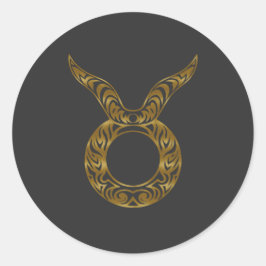 Adesivo Redondo Taurus Zodiac - Tribal Dourado