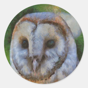Adesivo Redondo Tawny Owl Em Arte Pointilística